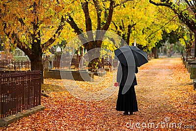 Mourning Woman in Fall