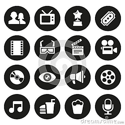 Vector Black Movie Icons Set Royalty Free Stock Images - Image: 35255949