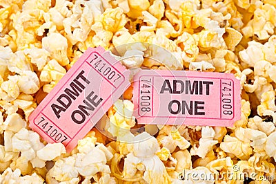 Movie tickets and popcorn