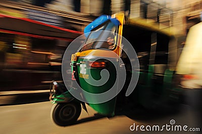 Moving auto rickshaw, Old Delhi, India