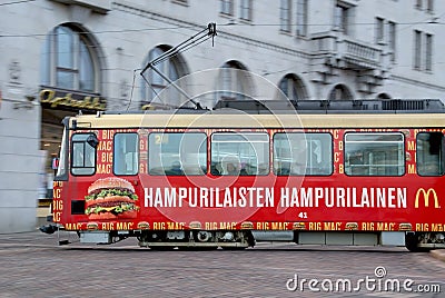 Moving HSL Tram with Big Mac Advertisement