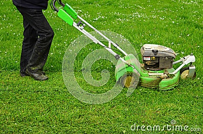 Mowing the grass