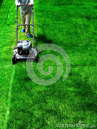 Mowing Lawn Grass