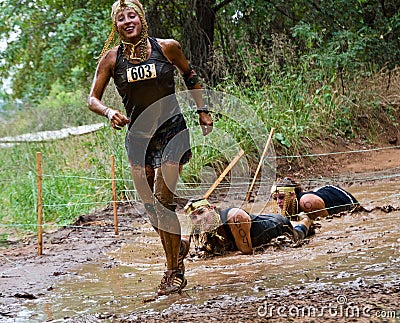 Mud runner passing mud pit