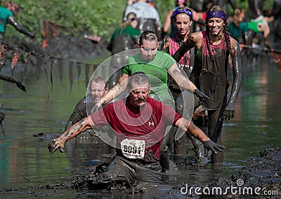 Muddy active people