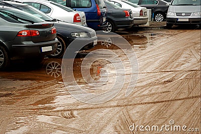 Muddy car parking