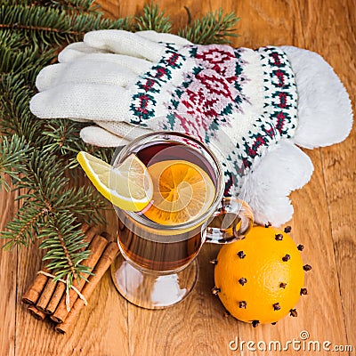 Mulled wine and knitted gloves