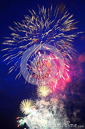 Multi-colored fires of festive fireworks.