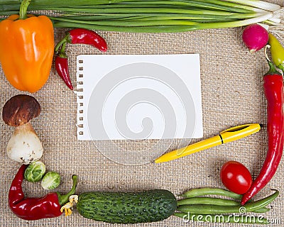 Multicolor frame of vegetables