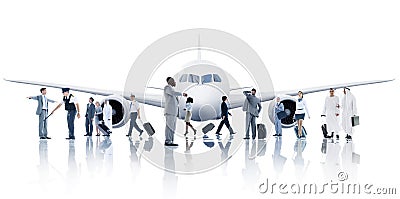 Multiethnic Group of Business People with Airplane