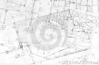 Multiple architecture plans on building drawing