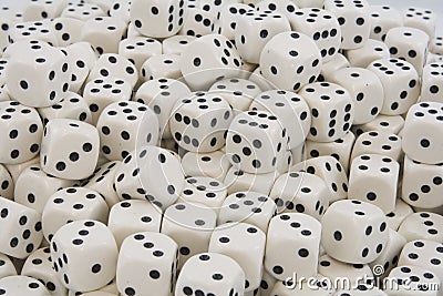 Multiple White dice with Black spots