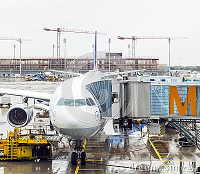 Lufthansa airbus airplane parked on