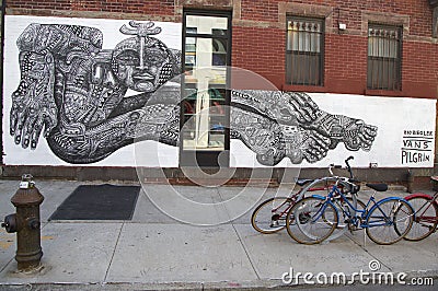 Mural in Williamsburg section in Brooklyn