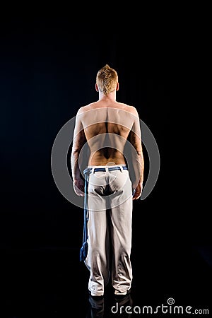 Muscular male naked back