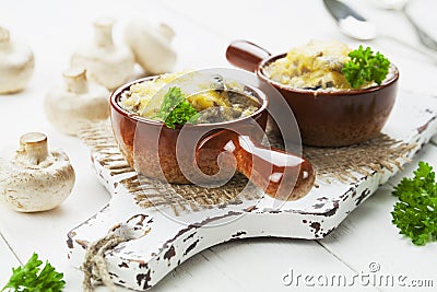 Mushrooms baked with cheese