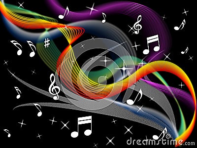 Music Background Means Melody Instrument And Colorful Waves