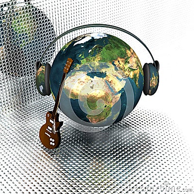 Music earth with headphones