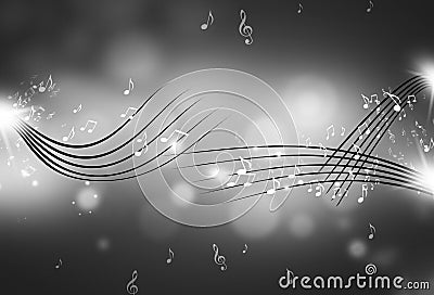 Music Notes Black and White Background