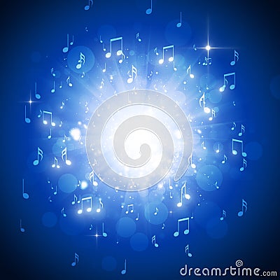 Music Notes Blue Background