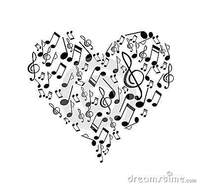 Music notes heart shape