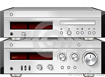 Music Stereo Audio Compact Disc CD Player with Amplifier rack