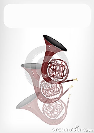 A Musical French Horn with A White Banner