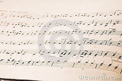 Musical notes in old music book