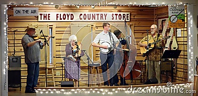 Musicians on the stage at the floyd country store