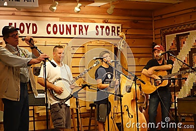 Musicians on the stage at the floyd country store