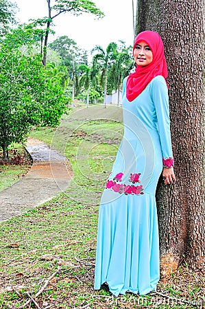 Muslimah lady wear blouse and hijab