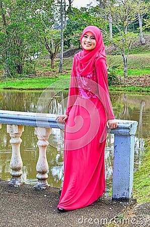 Muslimah lady wear blouse and hijab