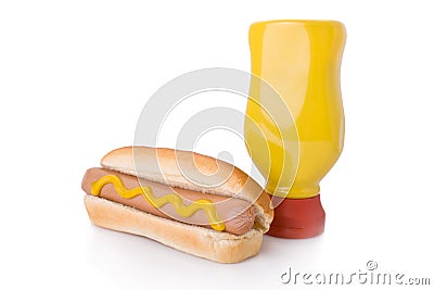 Mustard Hotdog And A Mustard Bottle Royalty F
