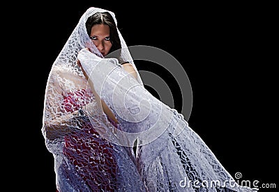 Mysterious woman in white lace