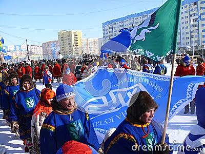 Nadym, Russia - March 15, 2008: Strangers, the teams are standin
