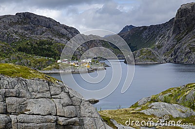 Narrow rocky Norwegian fjord