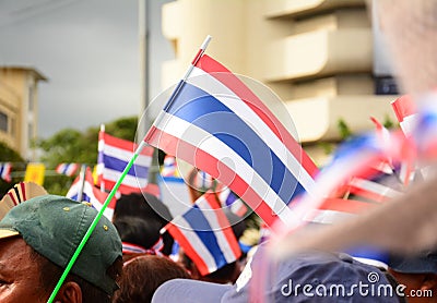 Nation flag of Thailand ,Thai Anti-Government Protesters in Bangkok ,Thailand
