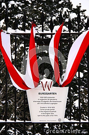 The national Austrian flag decorates imperial gardens