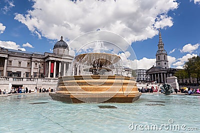 The National Gallery on Trafalgar Square in London, England.