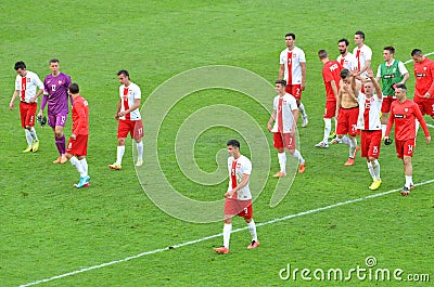 The National Team of Poland after winning friendly soccer match versus Lithuania