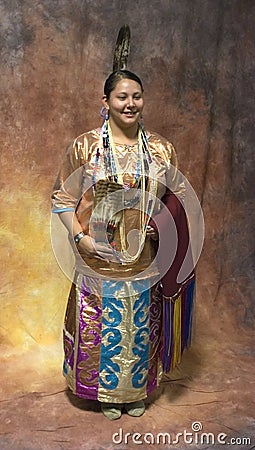 Native American Woman in full Traditional Dress