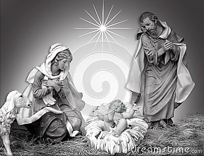 Nativity Christmas black and white