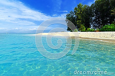 Tropical beach. Blue sky and clear water