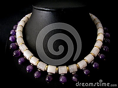 Necklace of Amethyst and Milky Quartz