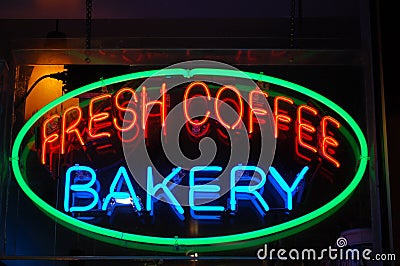 Neon Bakery and Coffee Sign