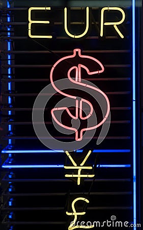 Neon Currency Symbols