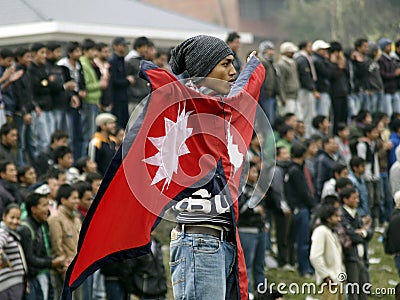 A Nepali fan in Hongkong-Nepal Cricket match