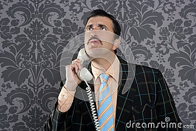 Nerd scared expression businessman telephone call