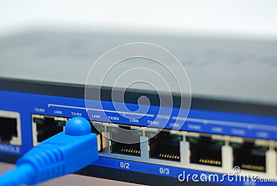 Network Cable on Computer Ethernet Router