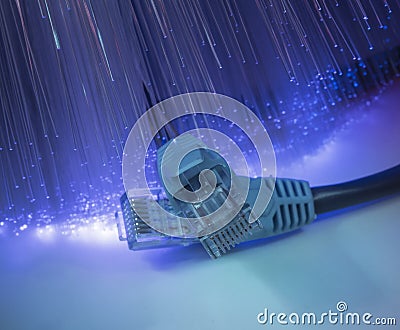 Network cable with high tech technology background